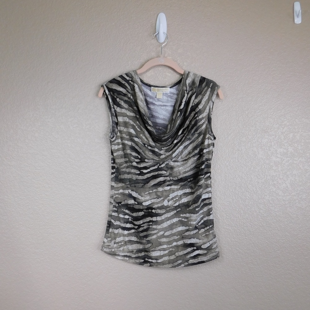 Michael Kors Striped Cowl Neck Sleeveless Top